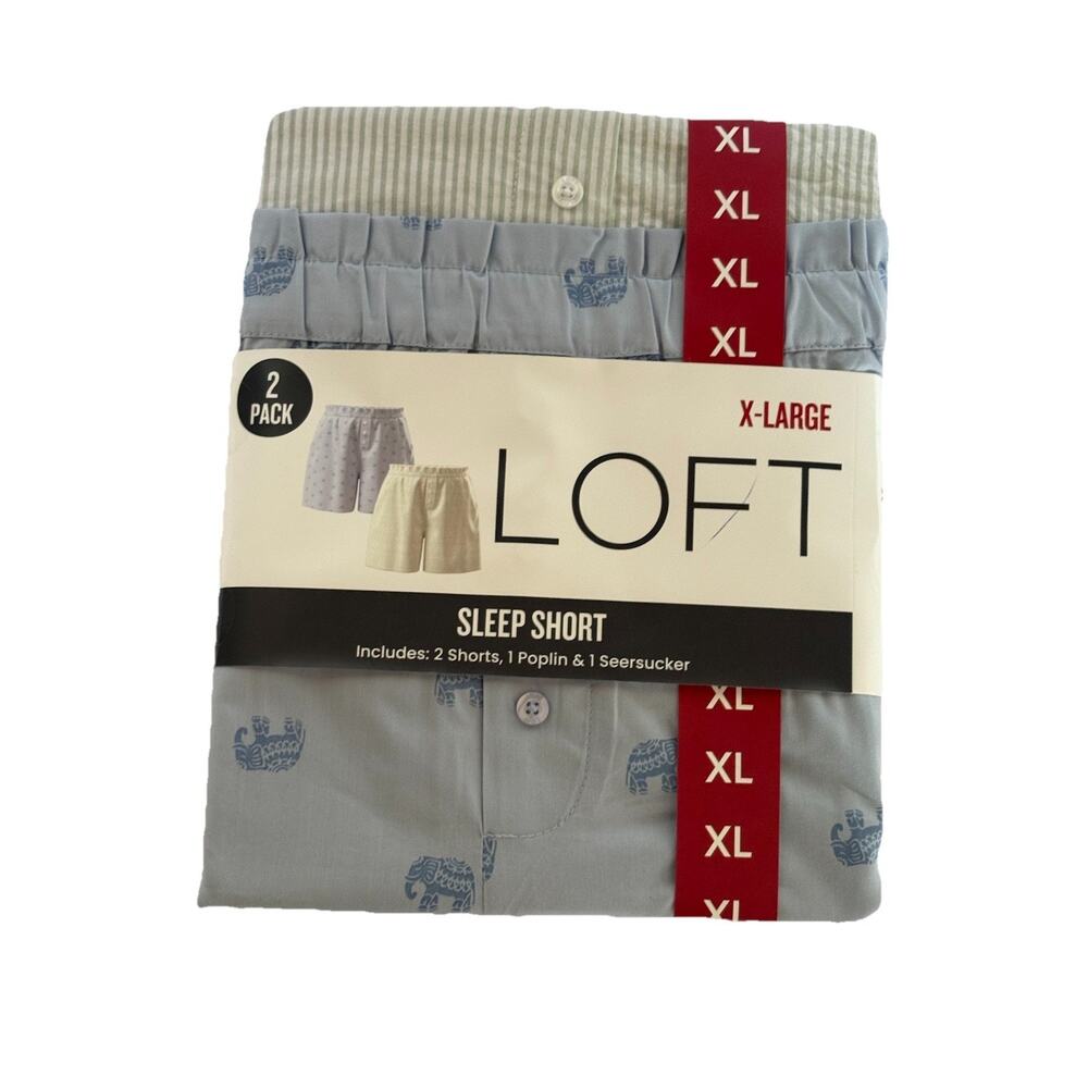 2 pack Loft Ann Taylor Sleep Shorts Woman’s Poplin Seersucker XL